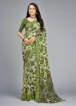 Designer Chiffon Saree with Pista Abstract Pattern