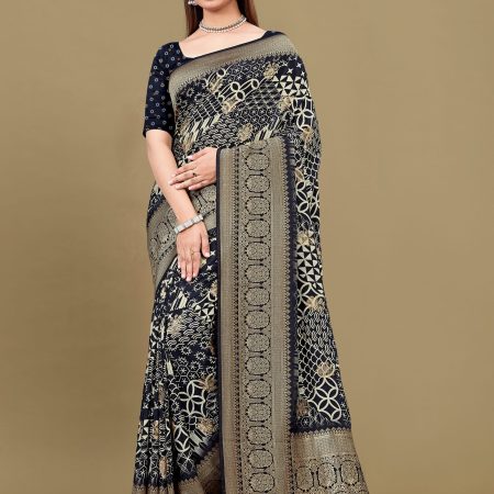 Classic Black Pure Satin Silk Saree Adorned with Ethnic Designs, Zari Woven Border Highlight with Butti