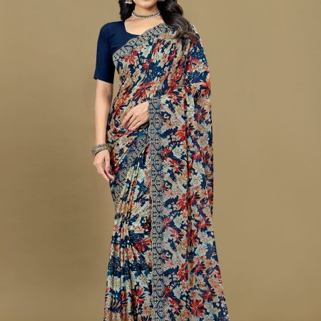 EmbroideredNavyBlueSilkGeorgetteSareeFeaturingFloralPrintsandCutworkDetailing-RupamPrints91026-DNavyBlue2