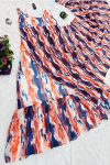 Marvellous Blue and Orange 1-Minute Ready To Wear Georgette Gown Saree