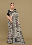 Multicolor Georgette Saree with Ethnic Digital Prints, Elegant Zari Woven Borders, and Butta