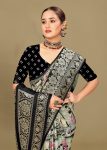 Multicolor Georgette Saree with Ethnic Digital Prints, Elegant Zari Woven Borders, and Butta