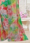 Multicolor Organza Saree with Digital Abstract Patterns and Stunning Stone-Embellished Border