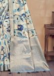 Multicolor Organza Saree with Floral Designs, Gleaming Zari Borders and Butta Work