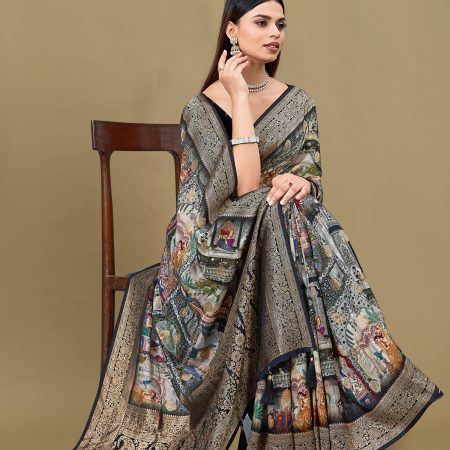 MulticolorPureSatinSilkSareewithArtisticEthnicMotifPrintsandRadiantZariDetails-FiestaSilk70083Multicolor2