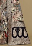 Pure Georgette Saree in Multicolor with Ethnic Digital Designs, Zari Borders, and Butta Work