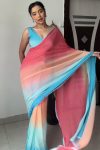 Stunning 1-Minute Ready To Wear Multi Color Georgette Saree