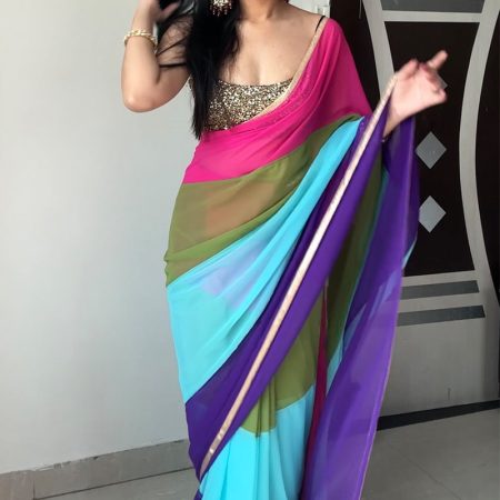 Innovative 1-Minute Ready To Wear Multi Color Georgette Saree