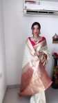 Attractive 1-Minute Ready To Wear Beige Soft Silk Saree