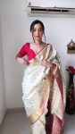 Attractive 1-Minute Ready To Wear Beige Soft Silk Saree