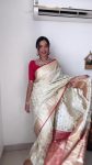 Attractive 1-Minute Ready To Wear Beige Soft Silk Saree