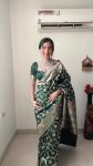 Charming 1-Minute Ready To Wear Green Soft Silk Saree