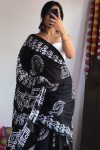 Ineffable 1-Minute Ready To Wear Black Cotton Saree