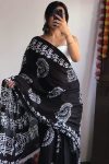 Ineffable 1-Minute Ready To Wear Black Cotton Saree