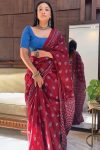 Winsome 1-Minute Ready To Wear Maroon Cotton Saree