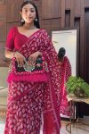 Marvellous 1-Minute Ready To Wear Dark Pink Cotton Saree