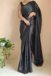 Amazing 1-Minute Ready To Wear Black Satin Silk Saree