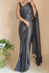 Amazing 1-Minute Ready To Wear Black Satin Silk Saree