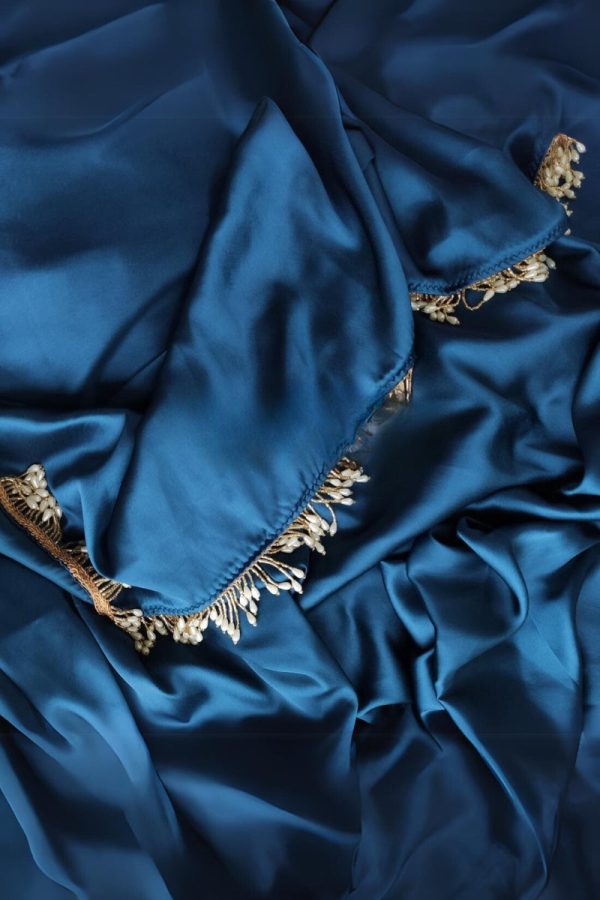 Flaunt 1-Minute Ready To Wear Cobalt Blue Satin Silk Saree