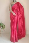 Palimpsest 1-Minute Ready To Wear Dark Pink Satin Silk Saree