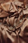 Exceptional 1-Minute Ready To Wear Golden Brown Satin Silk Saree