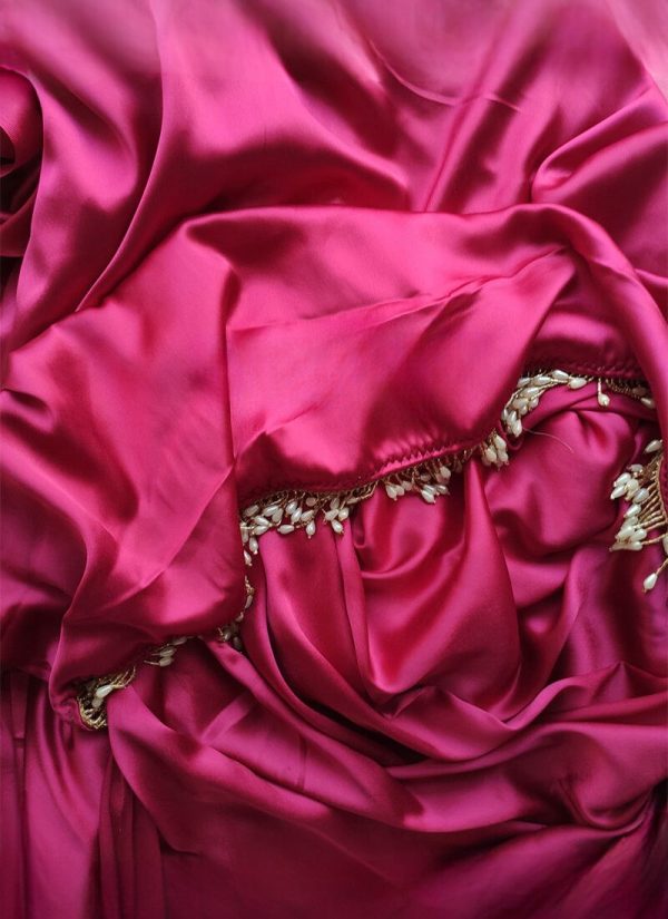 Smashing 1-Minute Ready To Wear Hot Pink Satin Silk Saree