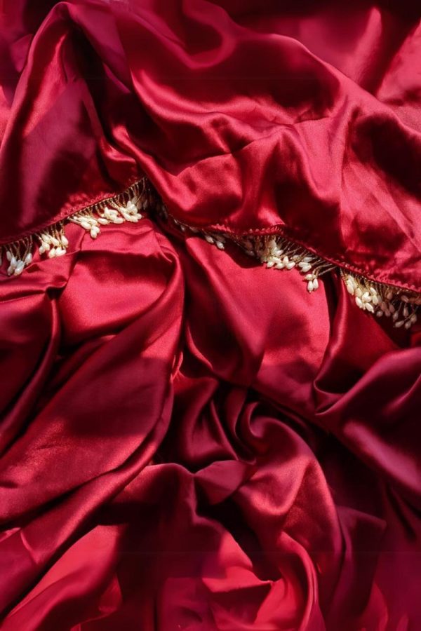 Ailurophile 1-Minute Ready To Wear Maroon Satin Silk Saree