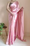 Snappy 1-Minute Ready To Wear Old Rose Pink Satin Silk Saree