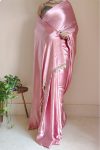 Snappy 1-Minute Ready To Wear Old Rose Pink Satin Silk Saree