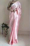 Denouement 1-Minute Ready To Wear Peach Satin Silk Saree