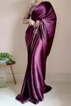 Phenomenal 1-Minute Ready To Wear Purple Satin Silk Saree