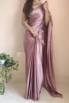 Sempiternal 1-Minute Ready To Wear Rose Gold Satin Silk Saree