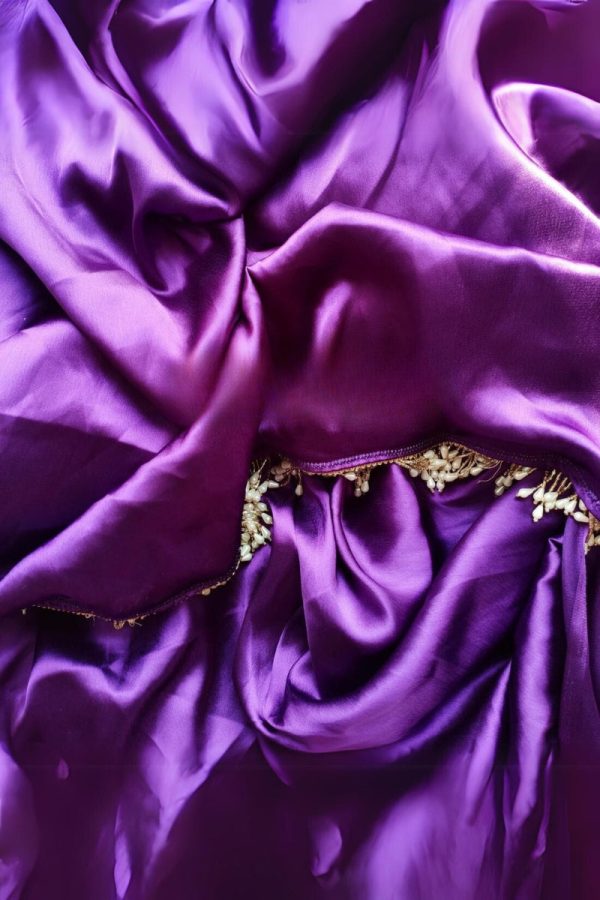 Petrichor 1-Minute Ready To Wear Violet Satin Silk Saree