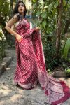 Flamboyant 1 Minute Ready To Wear Wine Mul Cotton Digital Printed Saree With Pocket