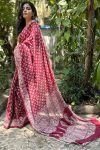 Flamboyant 1 Minute Ready To Wear Wine Mul Cotton Digital Printed Saree With Pocket