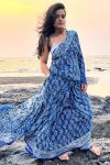 Assemblage 1 Minute Ready To Wear Blue Mul Cotton Digital Printed Saree With Pocket