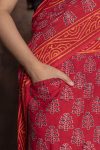 Lassitude 1 Minute Ready To Wear Maroon Mul Cotton Digital Printed Saree With Pocket