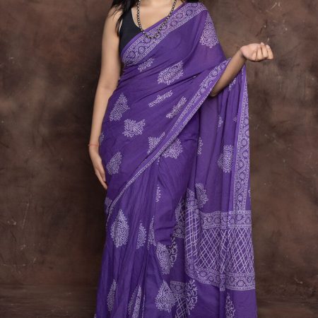 Redolent 1 Minute Ready To Wear Purple Mul Cotton Digital Printed Saree With Pocket