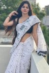 Felicitous 1 Minute Ready To Wear White Mul Cotton Digital Printed Saree With Pocket