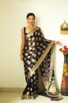 Magnetic 1-Minute Ready To Wear Black Cotton Silk Saree