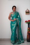 Radiant 1-Minute Ready To Wear Sea Green Cotton Silk Saree