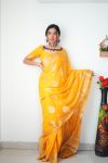 Sizzling 1-Minute Ready To Wear Yellow Cotton Silk Saree