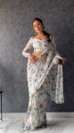 Charming 1-Minute Ready To Wear White Georgette Saree