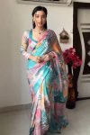 Intricate 1-Minute Ready To Wear Multicolor Printed Georgette Saree