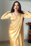 Adorning 1-Minute Ready To Wear Beige Satin Silk Saree