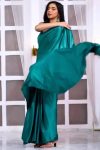 Majesty 1-Minute Ready To Wear Rama Satin Silk Saree