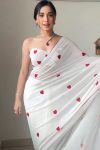 Super classy 1-Minute Ready To Wear White Georgette Saree