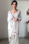 Super classy 1-Minute Ready To Wear White Georgette Saree