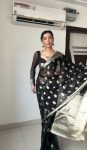 Beautiful 1-Minute Ready To Wear Black Cotton Silk Saree