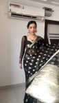 Beautiful 1-Minute Ready To Wear Black Cotton Silk Saree